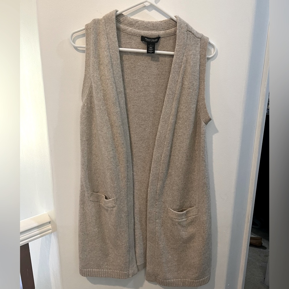 White House Black Market Open Front Sleeveless Sweater